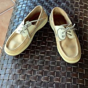 Mens Sz 8.5 Sherry Top Sider Leather Boat Shoes Tan Buck Skin